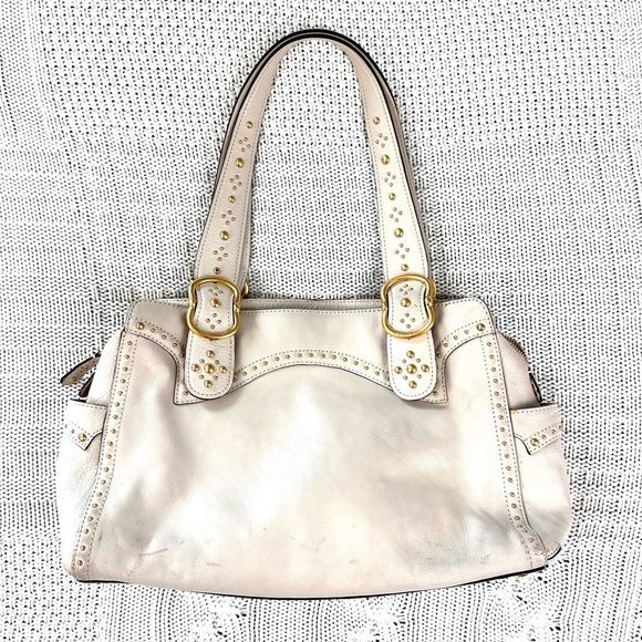 Michael Kors Beige Gold Leather Shoulder Purse - Picture 4 of 10
